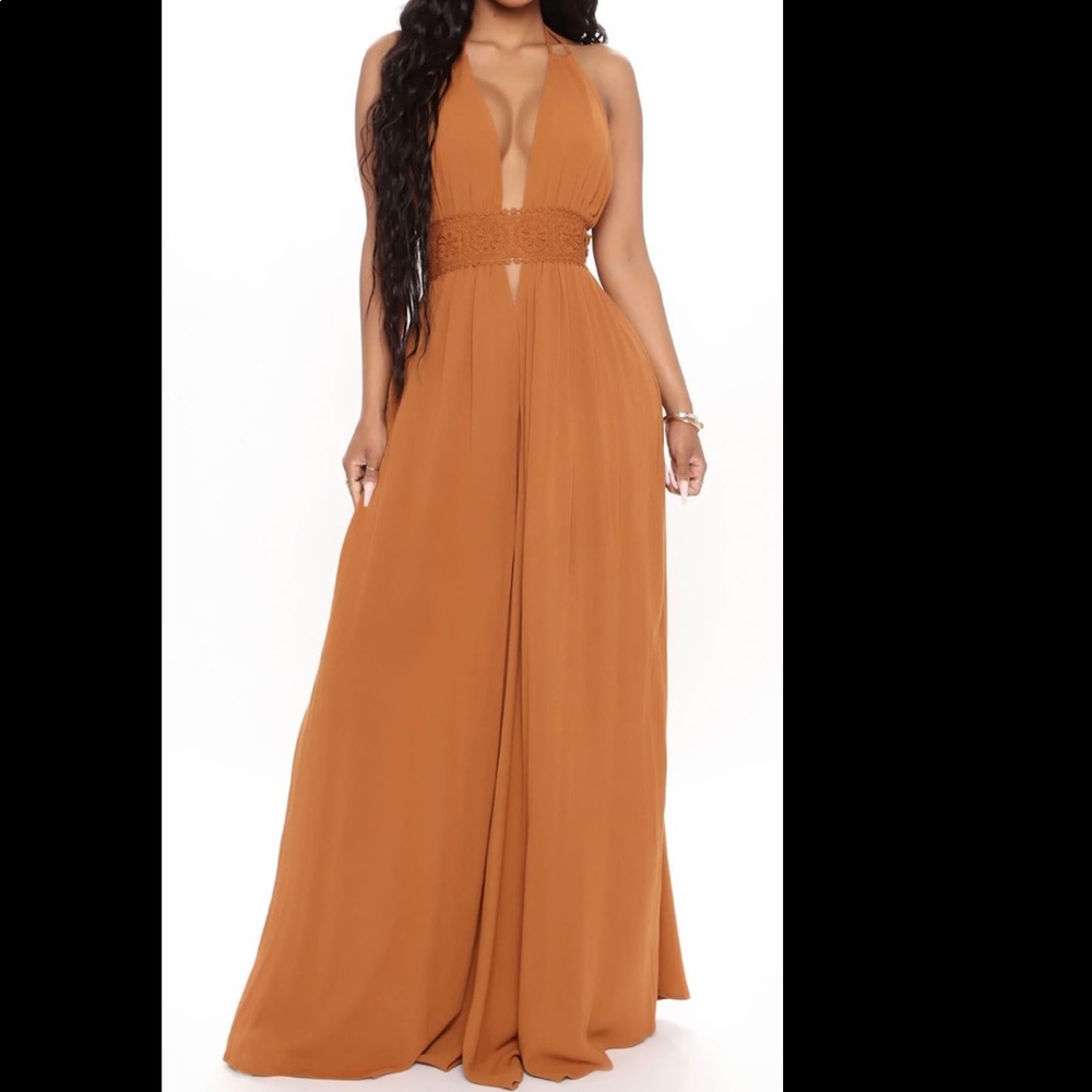 Rust wide leg jumpsuit